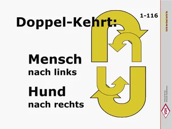 Doppelkehrt – Mensch nach links, Hund nach rechts (zweimal)