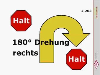Halt – 180° Drehung rechts – Halt