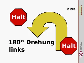 Halt – 180° Drehung links – Halt