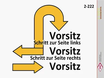 Vorsitz – Schritt zur Seite links – Schritt zur Seite rechts – Vorsitz