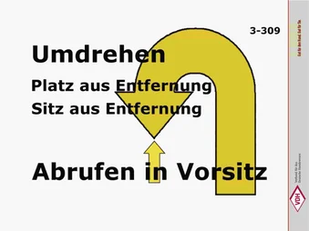 Umdrehen – Platz aus Entfernung – Sitz aus Entfernung – Abrufen in Vorsitz
