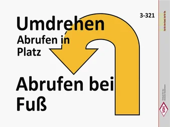 Umdrehen – Abruf in Platz – Abruf bei Fuß