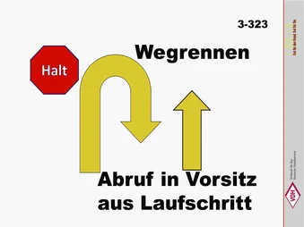 Halt - Wegrennen - Abrufen in Vorsitz aus Laufschritt