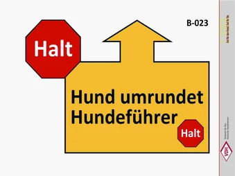Halt – Hund umrundet HF – Halt