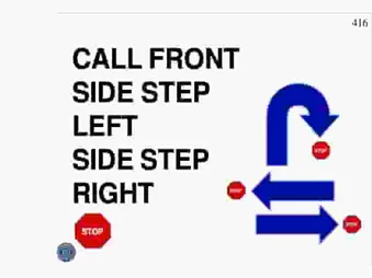 CALL FRONT STOP, SIDE STEP LEFT STOP, SIDE STEP RIGHT STOP