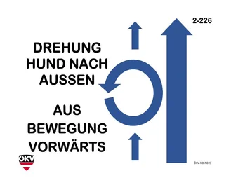 Hund Drehung nach außen aus Bewegung vorwärts