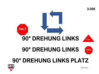 Halt-90°-Drehung links Steh -90°-Drehung links Sitz -90°-Drehung links Platz