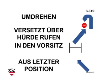 Umdrehen - Aus letzter Position versetzt über die Hürde in den Vorsitz rufen