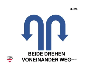 180°-Drehung voneinander weg mit Seitenwechsel