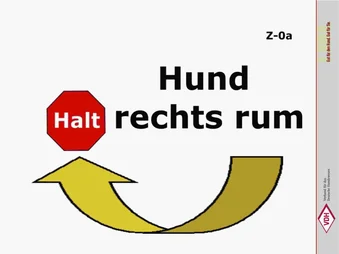 a) Hund rechtsherum Halt