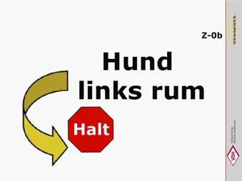 b) Hund linksherum Halt