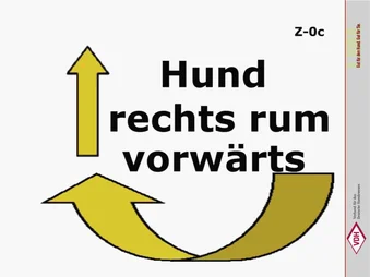 c) Hund rechtsherum vorwärts